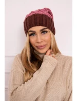 Milano fleecová čiapka K203 tmavo ružová+hnedá