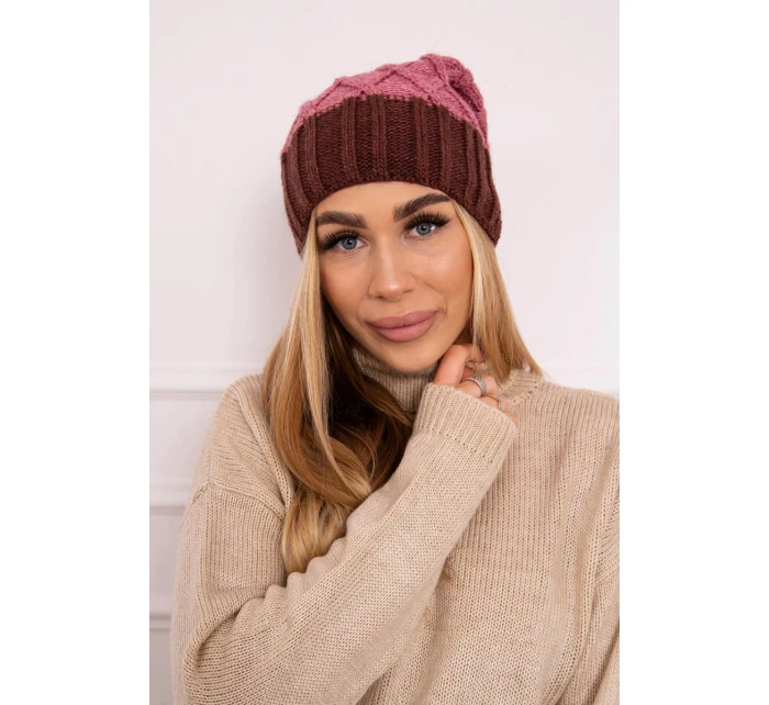 Milano fleecová čiapka K203 tmavo ružová+hnedá