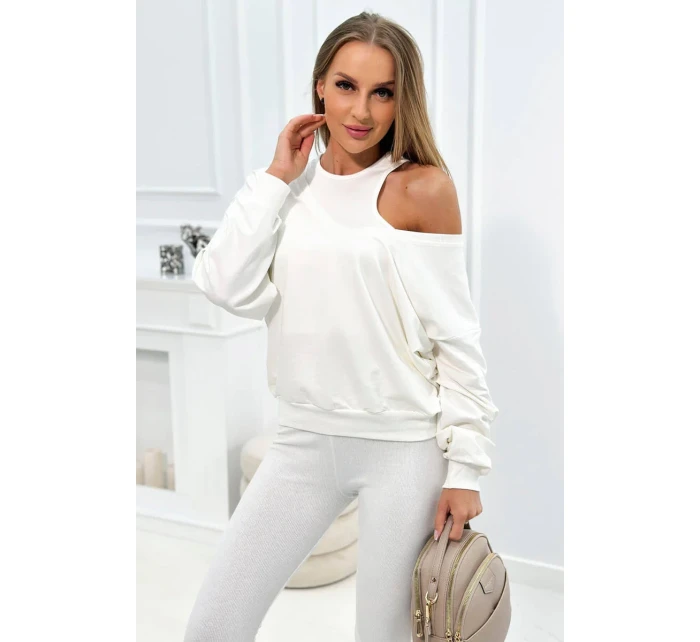 model 18754145 set halenka + top + legíny ecru - K-Fashion