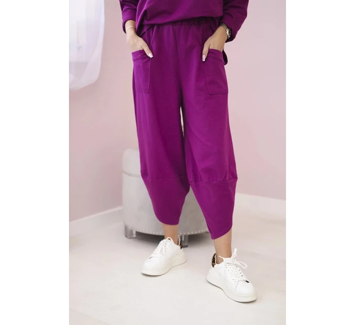 Bavlnená mikina nohavice set slivka