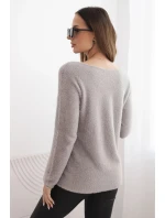 Svetr dámský z měkké pleteniny s kulatým výstřihem hnědý