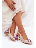 Kožené Dámské Sandály Na Podpatku D&A model 21686975 Béžové - S.Barski