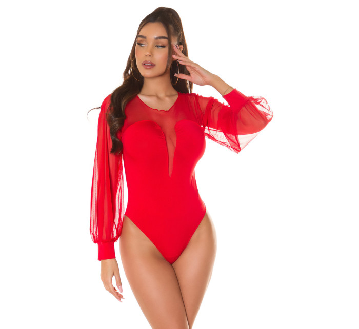 Sexy Koucla Body with Mesh Insert and Balloon Sleeves