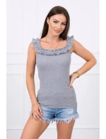 Trblietavá blúzka s volánikmi sivá