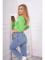 Světle zelená halenka s kulatým výstřihem