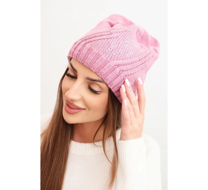 Dámska zimná čiapka s vlnou a kamienkovou výzdobou K480 svetlo fialová Dámska zimná čiapka s vlnou a kamienkovou výzdobou K480 svetlo fialová