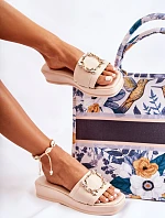 Damskie Modne Skórzane Klapki Beżowe Adaline