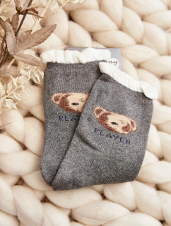 model 21645186 Bavlněné Ponožky S Medvídkem Šedé - Aura.via