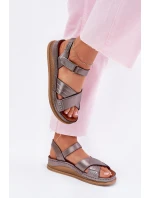 Dámské kožené sandály na platformě model 21701963 grafitové - Maciejka