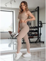 Dámské legíny s vysokým pasem beige model 21986768 - Dstreet
