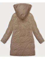 Čierno-béžová hrubšia obojstranná dámska zimná bunda (V768g)