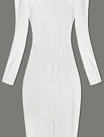 Ceruzkové šaty s dlhými rukávmi vo farbe ecru (MM98012)