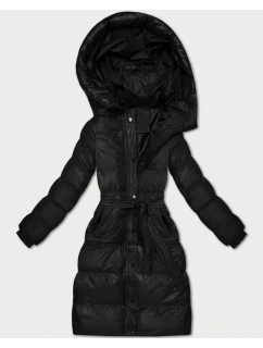 Čierna prešívaná zimná bunda s opaskom J Style (5M3253-392)