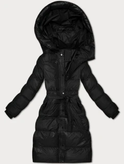 Čierna prešívaná zimná bunda s opaskom J Style (5M3253-392)