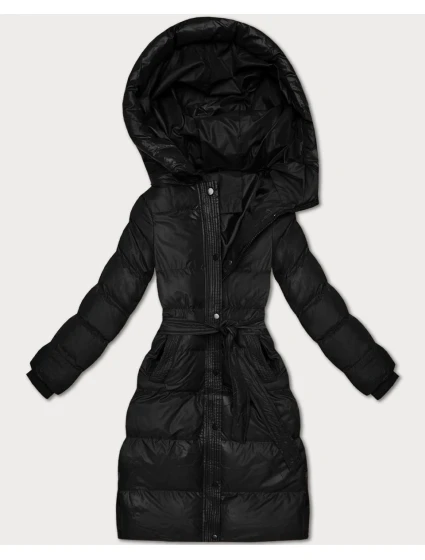 Černá prošívaná zimní bunda s páskem model 21748211 - J.STYLE