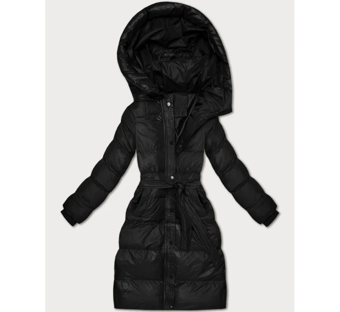 Černá prošívaná zimní bunda s páskem model 21748211 - J.STYLE