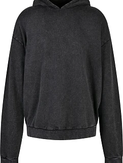 Build your Brand BY 191 Pánska mikina s kapucňou v oversize štýle „Acid Wash“ 56.0191 čierna