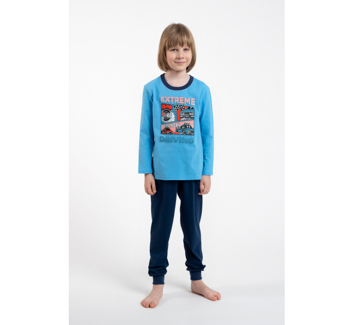 Chlapčenské pyžamo s dlhým rukávom a dlhými nohavicami - modré/navy blue
