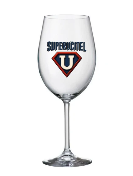 SUPERUČITEL (ZNAK) - čirá sklenice na víno 350 ml