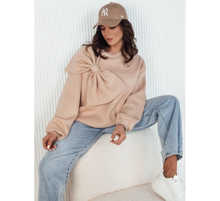 Dámská oversize mikina béžová Dstreet model 21972853 - FashionStreet Dámská oversize mikina béžová Dstreet model 21972853 - FashionStreet