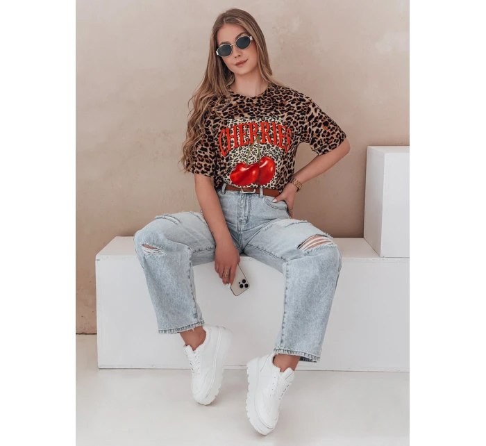 Dámské tričko oversize v barvě beige Dstreet model 21988825 - FashionStreet Dámské tričko oversize v barvě beige Dstreet model 21988825 - FashionStreet