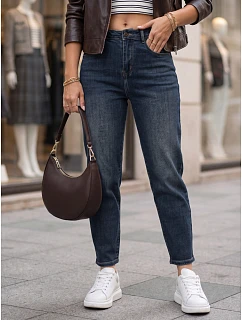 Dámske džínsy Mom Fit s vysokým pásom, tmavomodré, FashionStreet UY3103