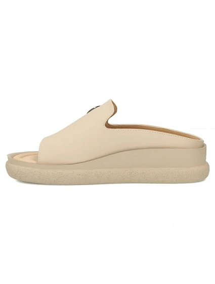 Dámské kožené žabky na platformě béžové model 22158377 - FILIPPO Dámské kožené žabky na platformě béžové model 22158377 - FILIPPO