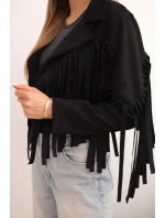 Dámská semišová bunda s třásněmi černá Dámská semišová bunda s třásněmi černá