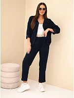 Dámský komplet z viskózy model 22366804 s mikinou a kalhotami s páskem modrý - K-Fashion Dámský komplet z viskózy model 22366804 s mikinou a kalhotami s páskem modrý - K-Fashion