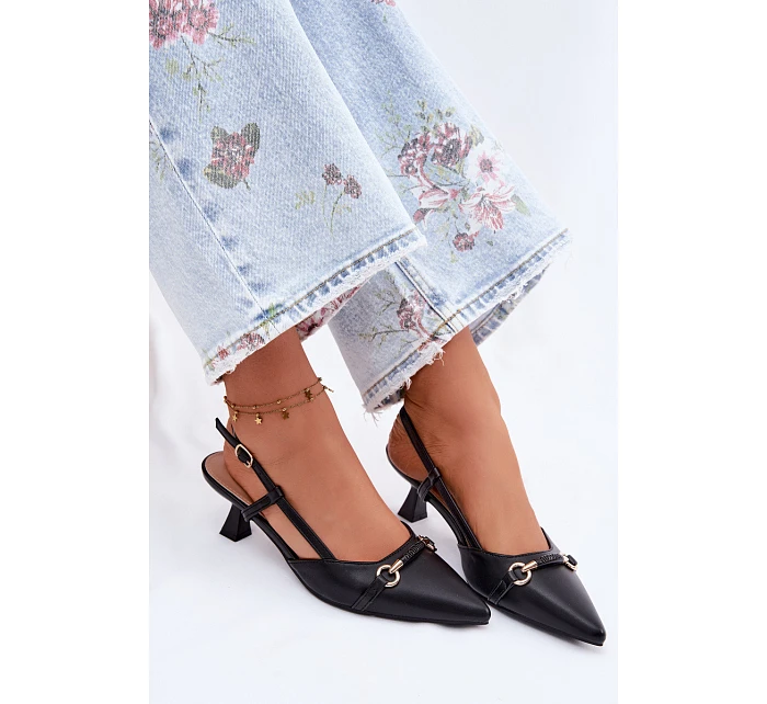 Dámské sandály na podpatku s špičatými špičkami Černé Felessa