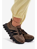 Dámské kožené semišové tenisky na platformě Vinceza 41520 tmavě zelené