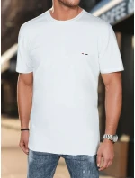 Pánske biele tričko s výšivkou FashionStreet RX5640 Pánske biele tričko s výšivkou FashionStreet RX5640