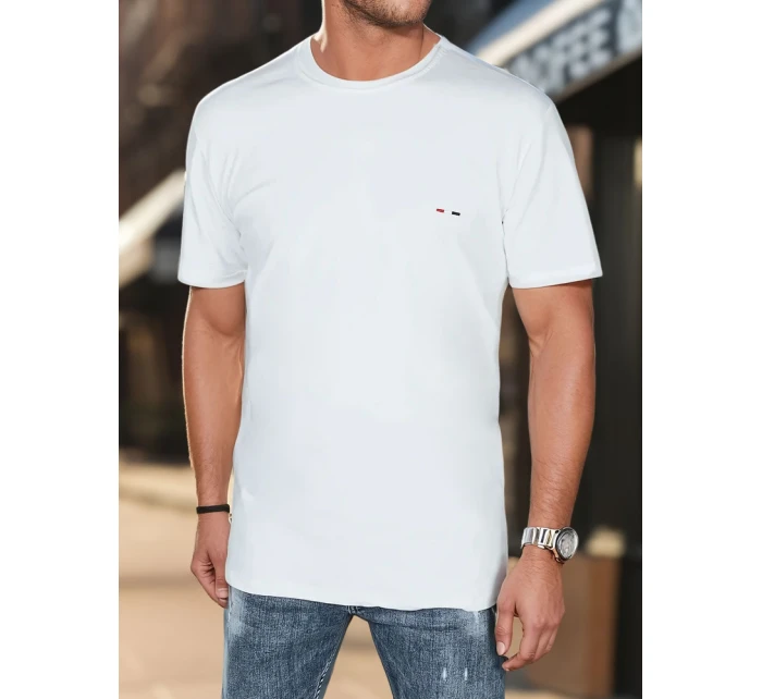 Pánske biele tričko s výšivkou FashionStreet RX5640 Pánske biele tričko s výšivkou FashionStreet RX5640