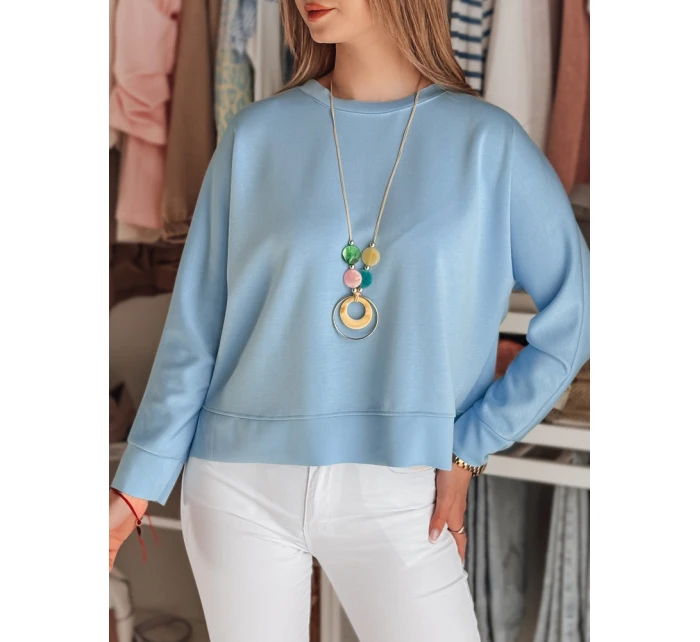 Dámská máslová halenka oversize s přívěskem modrá Dstreet model 21986131 - FashionStreet Dámská máslová halenka oversize s přívěskem modrá Dstreet model 21986131 - FashionStreet