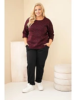 Dámska blúzka vo veľkosti Plus Size s leopardím vzorom a predĺženým zadným dielom v bordovo-červenej farbe
