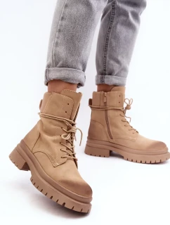 Dámska členková obuv Trapper na hrubej podrážke, béžová Narelona