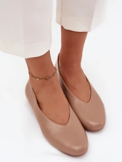 Dámske baleríny z ekokože na podpätku Olyssia - béžové