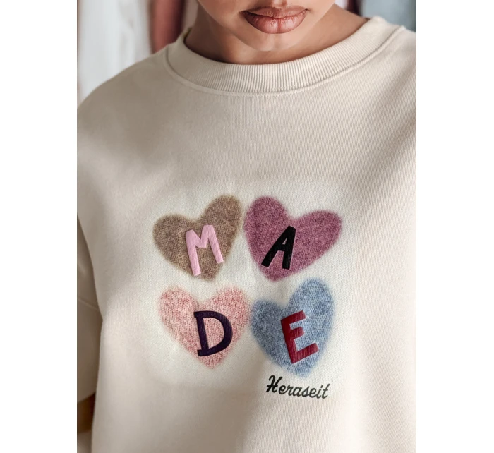 Dámská mikina nadměrné velikosti se srdíčky cappuccino Dstreet model 21988161 - FashionStreet