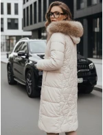 Dámská prošívaná zimní bunda s kožešinou ecru Dstreet model 21994864 - FashionStreet Dámská prošívaná zimní bunda s kožešinou ecru Dstreet model 21994864 - FashionStreet