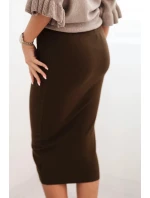 Dámska viskózna ceruzková sukňa s elastickým pásom hnedá