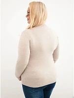 Dámský svetr Plus Size z viskózy s rolákem béžový