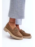 Dámske semišové mokasíny na podpätku s ozdobou D&A Brown Dámske semišové mokasíny na podpätku s ozdobou D&A Brown