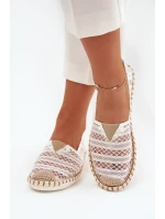 Dámske čipkované espadrilky so sieťovinou - biele