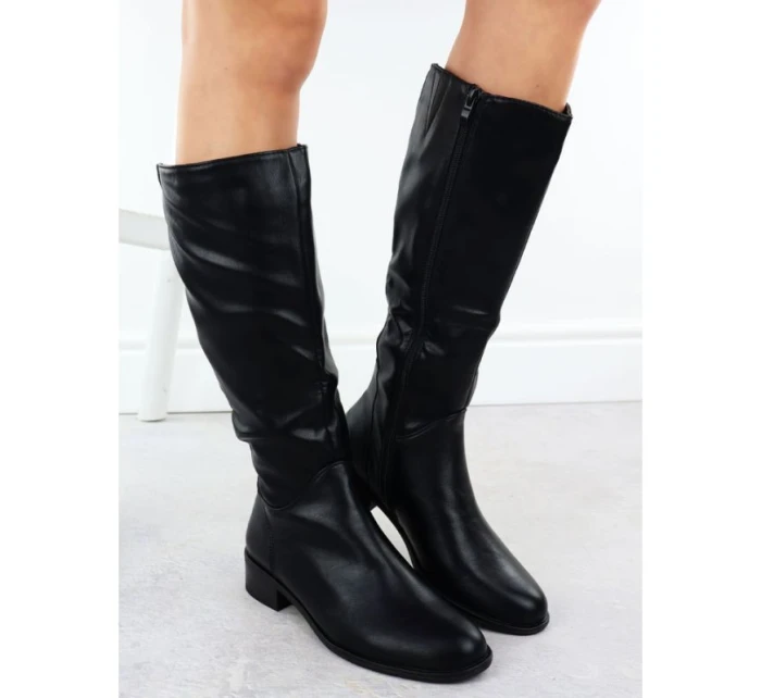 Dámské černé kožené boty model 21905312 - JEZZI