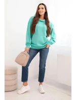 Dámska mikina s kapucňou a klokankou z bavlnenej mäty