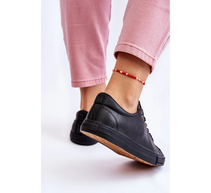 Damskie Skórzane Wiązane Klasyczne Trampki Czarne Misima Damskie Skórzane Wiązane Klasyczne Trampki Czarne Misima