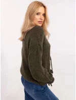 Volný dámský kardigan v khaki barvě model 20840824 - Factory Price