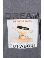 Šaty s potiskem Dream v grafitové barvě