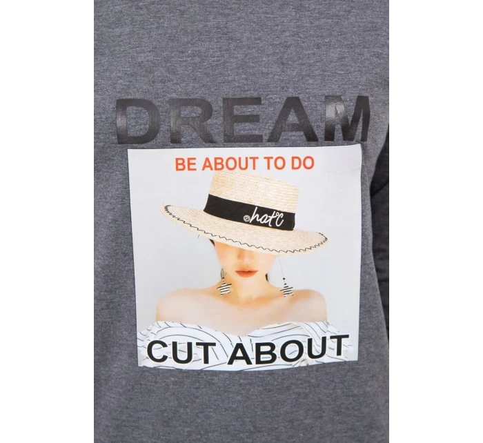 Šaty s potiskem Dream v grafitové barvě