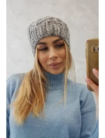 Fleecová čiapka Adela K282 svetlo šedá + fialová Fleecová čiapka Adela K282 svetlo šedá + fialová